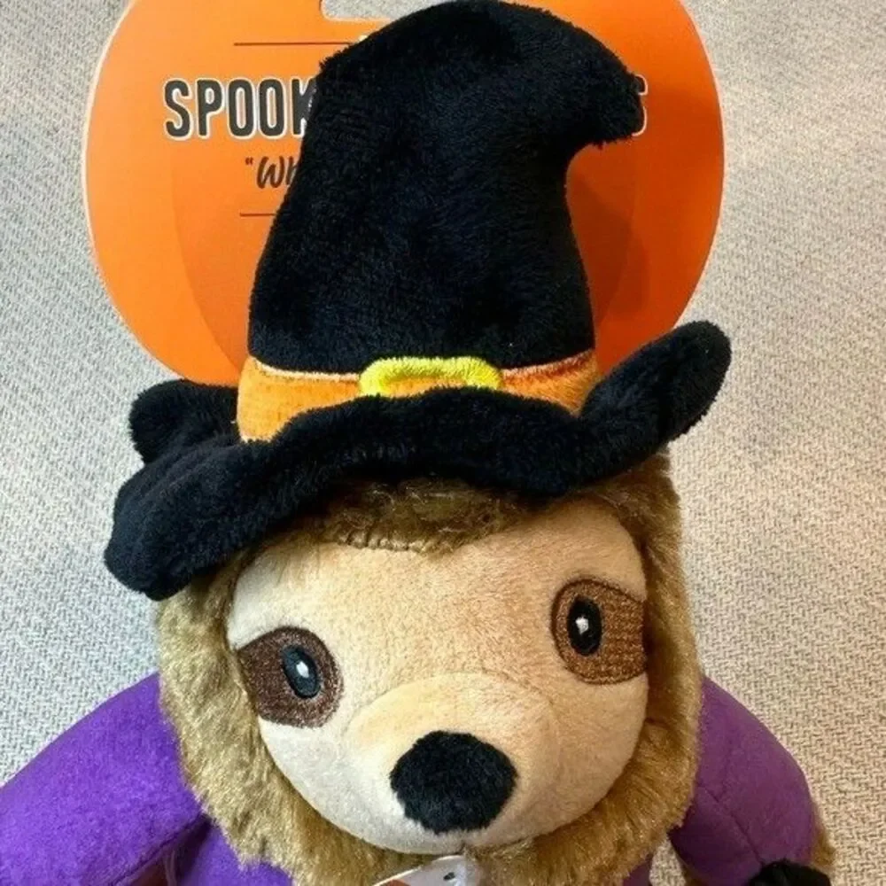 Sloth Trick Treat Dog Toy NWT Puppy Pet Gift Witch Squeaky Halloween Boo Fall
